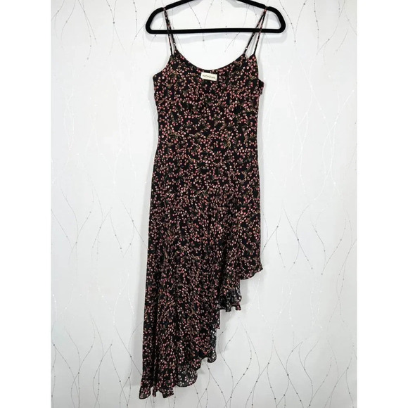 NWT Nicholas Silk Asymmetrical Black Floral Slip Midi Dress $695 - Picture 7 of 15